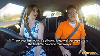 British babe Zara Durose gets a rough fuck & a messy cumshot from Ryan Ryder in Fake Driving School POV