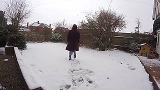 Pregnant wife Flashing Naked in the Snow