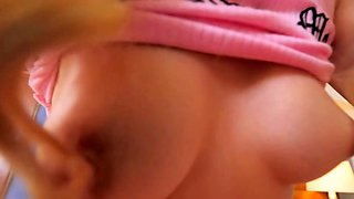 Blonde sucking blowjob in POV