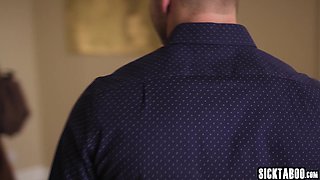 Manipulative couple banged petite scout