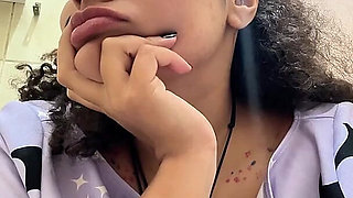 Gassy Milk-intolerant Girl on the Toilet and Farting