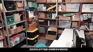 Shoplyfter - small spinner (Kylie Martin) bound to a chair for stealing
