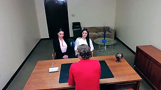 Threeway with the busty vice principal and Latina secretary