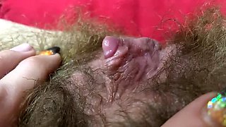 Closeup POV of Cuteblonde666's Hairy Pussy and Pulsating Clit Orgasm