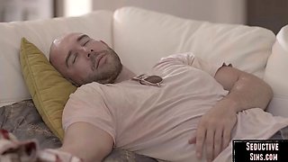 Cockhungry hot lesbians fucked in 3some