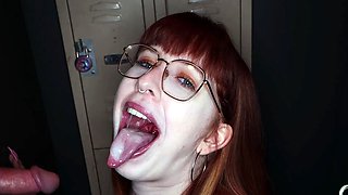 Glory hole blowjob busty amateur blonde fucking in stall