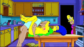 Married Housewife Gets Fucked on the Kitchen Table While Her Husband Stands Quietly Behind the Door and Watches