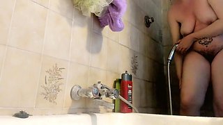 Your Beautiful Italian in the Shower with Her Big Hairy Pussy