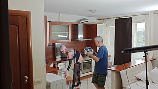 Kinky Husband Films His Mature Hot Wife in the Kitchen to Have a Private Erotic Recording