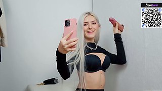 A nice platinum-blonde girl with fat boobies loves a facial