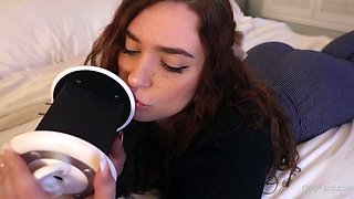 Curly Blonde Teen Records Solo Dildo Masturbation