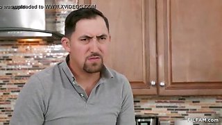 Blonde Teen Dixie Lynn Caught Sucking Stepdad and Friend's Big Cocks - Threesome Surprise