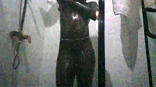 Hot Ebony Beauty Enjoying a Relaxing, Sensual Bath and strokes her pussy