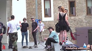 Slave double flogged in public outdoors