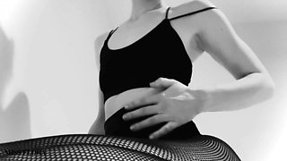 Fishnet Tights Tease in Black and White