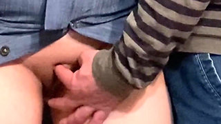 Dirty Hobby! Old Man Fingering Perfect Pussy in Public