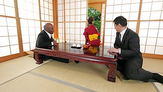 Nami Amami Black Big Cock Threesome and Creampie at Ryotei