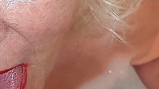 Mature Tgirl Stroking Throbbing Cock in Bubbly Tub Climax