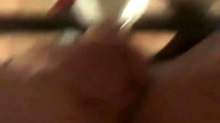 Tied up on a bed wearing pantyhose and high heels, roughly throated and hard fucked