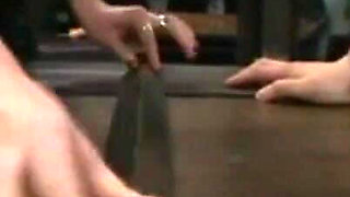 Dominating foot fetish in the bathroom