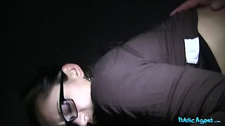 Hot russian stunner in nerd glasses creampied by Big Dick - public agent
