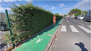 Morning Run Of Monika Fox Without Panties Through The Streets Of The City