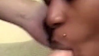 Ebony Amateur Spreads Wide for White Cock