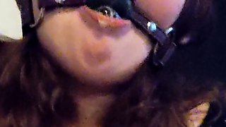 Brunette with foot fetish rubs big dick with her feet in POV