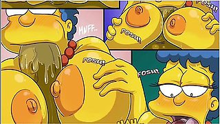 Car Toon - The Simpsons - Marge Erotic Fantasies - 2 Big Cocks In Both Holes Dp Anal