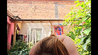 Interracial sex in the private garden