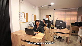 Big Boobed Secretary Makes a Mistake in the Office and Pays with Extra Work to Her Muscular Boss
