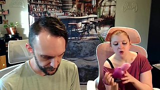 Hentai Redhead Unboxes Thick Fantasy Buttplug for Masturbation