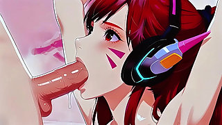 60 Frames, 1080p, D.va the Second Episode, the Innocent and Adorable Dva, Along with a Perfect Artful Oral Sex Scene. Blowjob,