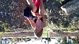 European amateur fucks a huge dick outdoors pov