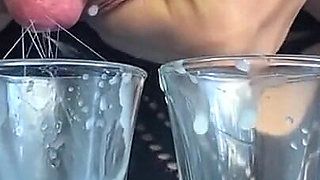 Filling Three Glasses with Fresh Breast Milk From My Full Breasts