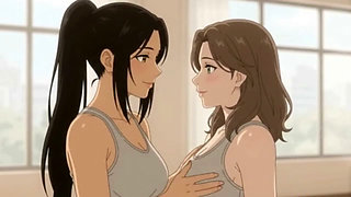 Lesbian Partner Yoga Turns Intimate