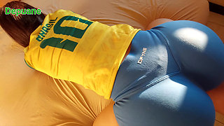 World Cup POV - Big Ass Neighbor Gets Intense Doggystyle Grinding and Messy Cum on Ass