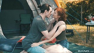 Outdoor oral sex with a very hot and slender redhead Nina Sever