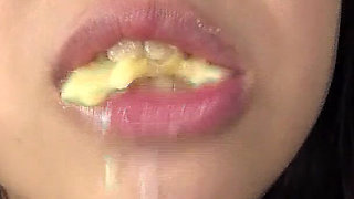 Fuu Natsuhi Chews Various Foods with Her Mouth Open for Your Delight