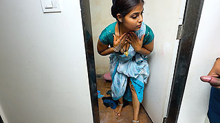 Komal Was Secretly Shaking the Land at the Sight of Her Breasts Doing the Bathroom Laundry.