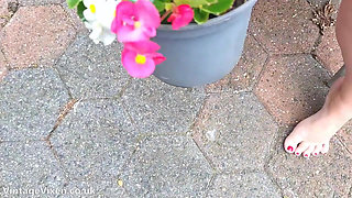 Naughty Gardening Mature BBW Amateur Housewife Big Boobs Hairy Pussy