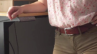Naughty Colleague Showing off Wedgie Pussy