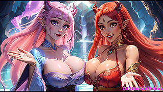 2. Movie, the Queen Ask 2 Girls for Kiss and Bouncing Breast, Ai Animation