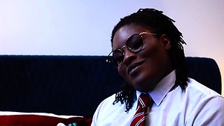 Naughty Student Oshun mocks your small cock!