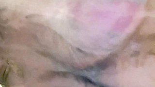 Ebony girl showers her big ass amp masturbating