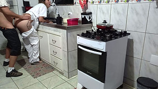 Maid Had Her Ass Used While Washing Dishes.