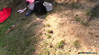Girlfriends XXX - Keira Spreads Kayla's Trimmed Pussy Wide to Enjoy Sweet Licking & Outdoors Foreplay