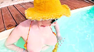 Red's blow and go outside in the pool