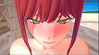 Makima hot ahegao sex on the beach - chainsaw man