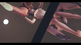 Hentai Uncensored 3D - Kitty Handjob 69 and Threesome - Japanese Asian Manga Anime Game Porn